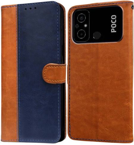 Casotec Flip Cover for Poco C55 4G, Mi Redmi 12C 4G