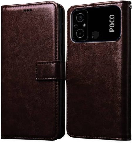 Casotec Flip Cover for Poco C55 4G, Mi Redmi 12C 4G