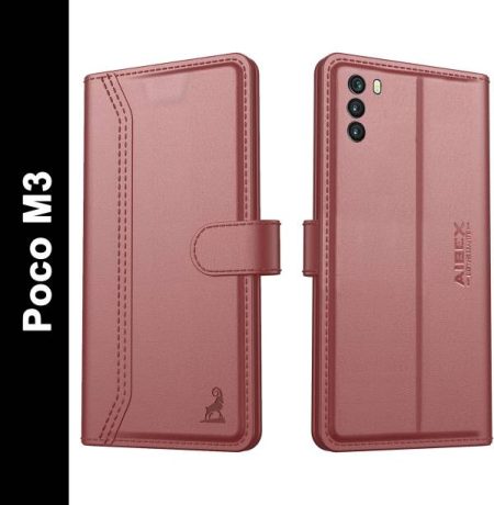AIBEX Flip Cover for Poco M3|Vegan PU Leather |Foldable...