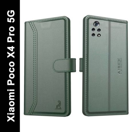 AIBEX Flip Cover for Poco X4 Pro 5G|Vegan PU Leather |F...