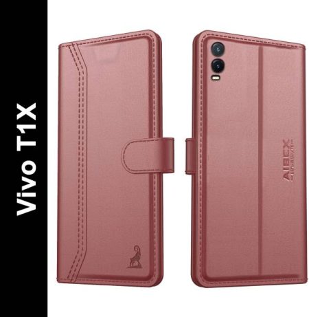 AIBEX Flip Cover for Vivo T1x|Vegan PU Leather |Foldabl...