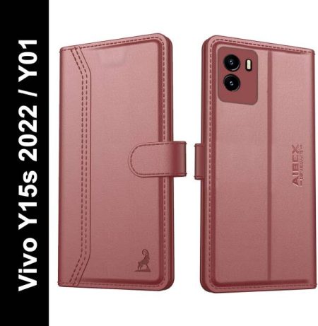AIBEX Flip Cover for Vivo Y15s 2022 / Vivo Y01|Vegan PU...