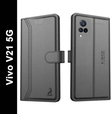 AIBEX Flip Cover for Vivo V21 5G|Vegan PU Leather |Fold...
