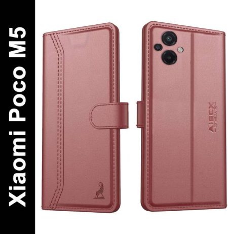 AIBEX Flip Cover for Poco M5|Vegan PU Leather |Foldable...