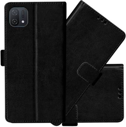 kridha Flip Cover for OPPO A16E flip cover Black | CPH2421 flip cover Black | OPPO A16E phone flip cover  (Black, Magnetic Case, Pack of: 1)