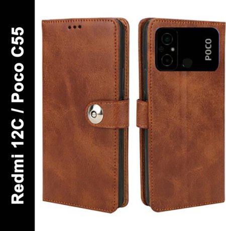 Rahishi Flip Cover for Poco C55 flip cover, Poco C55 Ba...