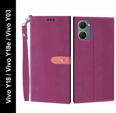 Krofty Flip Cover for Vivo Y18, Vivo Y18e, Vivo Y18i, V...