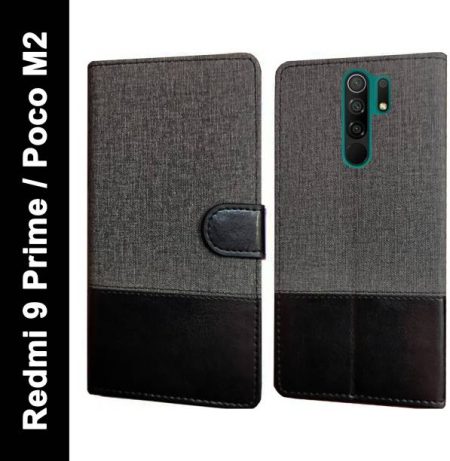 Spicesun Flip Cover for MI Redmi 9 Prime, Poco M2