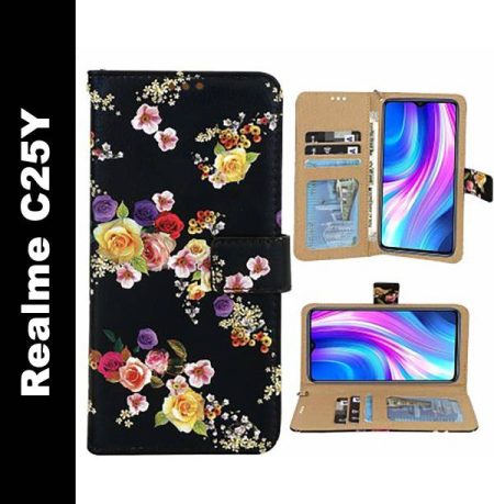 Rahishi Flip Cover for Realme C25Y Rose Black