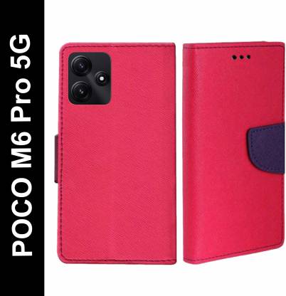 Mehsoos Flip Cover for POCO M6 Pro 5G  (Pink, Dual Protection, Pack of: 1)