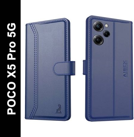 AIBEX Flip Cover for Poco X5 Pro 5G|Vegan PU Leather |F...